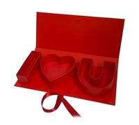 I Love You Heart-Shaped Gift Box, Empty Fillable Cardboard Flower & Chocolate Packaging, Red Letter Box for Valentine's Day, Anniversary, Wedding