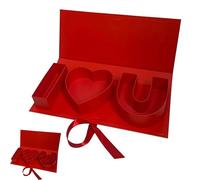 I Love You Heart-Shaped Gift Box Empty Valentines Box Fillable Letter Floral Decor Red I Heart U Keepsake Gift for Valentine's Day Wedding Mother's Day Birthday Gifts