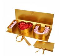 I Love You Heart-Shaped Gift Box, Gift Box with Lid, Large Folding Empty Boxs, with Ribbon for Birthday, Valentine's Day, Mother's, Father's, Wedding, Wedding Anniversary (E)