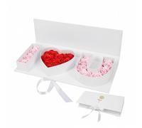 I Love You Heart-Shaped Gift Box, Gift Box with Lid, Large Folding Empty Boxs, with Ribbon for Birthday, Valentine's Day, Mother's, Father's, Wedding, Wedding Anniversary (D)