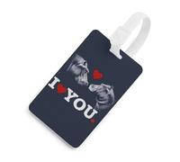 I Love You Hippo Print Luggage Tag for Suitcase Cute ID Tags Travel Baggage Identifier Labels White-Style