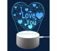 True Face 3D Optical Illusion Night Light, Touch LED Table Desk Lamp 7 Color Changing USB Charger Powered Touch Switch Desk Night Light for Kids Friends Gift I Love You