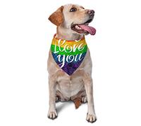 I Love You Letters Rainbow Color Heart Gay Dog Bandanas Pet Scarf Triangle Bib Boy Girl Adjustable Kerchief Accessories for Small Medium Large Puppy