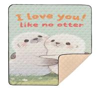 I Love You Like No Otter Large Non-Slip Baby Girl Play mat for Floor Waterproof Foldable Tummy Time & Crawling Mat for Babies Infants Toddlers, 50'' x 50''