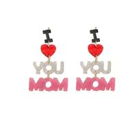 I Love You Mom Earrings for Mother's Day Mom Earrings for Women Acrylic Dangle Drop Earrings for Mama Mother's Day Gift, Zinc, No Gemstone