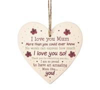I Love You Mom Gifts from Daughter Son Mama for Mom Mother Birthday Hanging Ornament Thank You Wedding Gifts for Mom Heart Sign Gift for Mom Keepsake Gifts Mom Decorations for Home