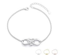 I Love You Mom Personalized Heart Knot Bracelet, Custom Engraved 925 Sterling Silver Infinity Love Heart Bracelet for Women, Mothers Day Birthday Gifts for Mother Mama Mommy Mum