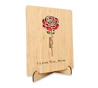 I Love You Mom Wooden Card, Mum Birthday, Mothers Day Card Gifts for Her Wife Girlfriend, Funny Birthday Wedding gift for Women, I Love You Gifts for mom