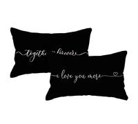 I Love You More Lumbar Throw Pillow Covers Together Forever Gift for Couples/Anniversary/Wedding/Engagement Valentine's Day Love Pillow Cases 12 x 20 Inch Set of 2 for Sofa Bed Couch(Black)