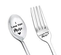 I Love You More Spoon Fork for Him Her Couple Gifts for Boyfriend Girlfriend Anniversary Birthday Gifts for Wife Husband Dinner Dessert Forks Christmas Xmas Gifts for Mom Dad Ice Cream Spoons
