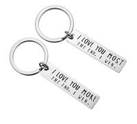 I Love You More The End I Win Keychain Keyring Couples Lovers Gift for Him Her Girlfriend Boyfriend Husband Wife Fiance Birthday Anniversary Valentine's Day Wedding - Engraved Stainless Steel