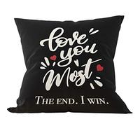 I Love You More The End I Win Pillow Covers 18x18 - I Love You Gifts for Her Him, Gifts for Girlfriend Boyfriend Fiance Fiancee, Engagement Gifts, Anniversary Wedding Gifts, Valentine's Day Gifts