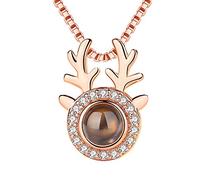 I Love You Necklace Memory 100 Languages Silver Antlers Necklaces things for Women