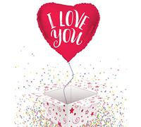 I Love You Romantic White Round 45cm Foil Helium Balloon - Inflated Balloon in a Box