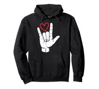 I love You Sign Language Valentine's Day ASL Heart Pullover Hoodie