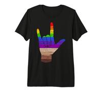 I Love You Sign Language Word Cloud Rainbow Diversity Premium T-Shirt