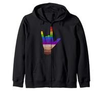 I Love You Sign Language Word Cloud Rainbow Diversity Zip Hoodie
