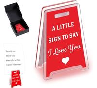 I Love You Sign - Personalised Acrylic Desk Decor, Cute Romantic Gift for Valentine‘s Day, Anniversary, Birthday for Girlfriend, Wife, Mum, Him (Clear Red)
