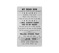 I Love You Son Card Gifts from Mum, To My Son Birthday Card Gift from Mother, Engraved Wallet Insert Card for Boy