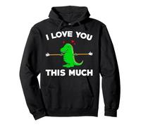 I love you this much cute dino arm extension partner couples Pullover Hoodie, Adult Unisex, Black, Medium