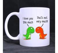 I Love You This Much Cute Green Dinosaur Gift for Boyfriend/girlfriend- Funny White Mug 11oz Coffee Mugs or Tea Cup Cool Birthday/christmas Gifts for Men,women,him,boys and Girls by Funny Kid's Home