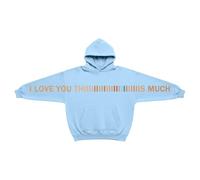 I Love You This Much Hoodie Sweatshirt Kids Funny Letter Printed Oversized Hoodies Valentine's Day Long Sleeve Hooded Pullover Tops for Boys Girls Age 2-14 Years