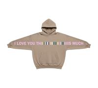 I Love You This Much Hoodie Sweatshirt Kids Funny Letter Printed Oversized Hoodies Valentine's Day Long Sleeve Hooded Pullover Tops for Boys Girls Age 2-14 Years