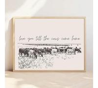 I Love You Till The Cows Come Home Romantic Art Poster Retro Decor Painting Vintage Canvas Print Country Style Wall Picture(70x110cm/Frameless)