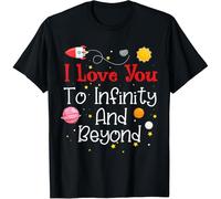 I Love You to Infinity and Beyonds Valentine Day Planets Cotton Men T Shirt Size XXL Black