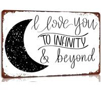I Love You to Infinity Beyond Retro Metal Tin Sign Vintage Art Home Bar Farmhouse Cafe Shop Wall Decor Plaque Presents on Christmas Thanksgiving Anniversaries and Birthday 8x12 Inch