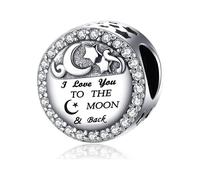 I Love You to The Moon and Back charm Sterling Silver women's Bracelet
