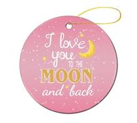 I Love You to The Moon And Back Christmas Ceramic Ornaments for Home Decor Holiday Xmas Tree Hanging Ornament Christmas Tree Decoration Gifts for Family Friends