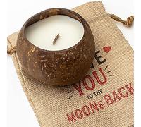I Love You to The Moon and Back - Coconut Bowl Candle - Toasted Coconut Scented - Soy Wax - Hand Poured - Gift Present