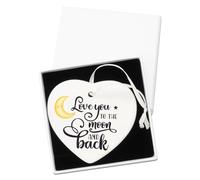 ‘I Love You to the Moon and Back’ Gift for Her of Him,Heart-Shaped Ceramic Hanging Ornament with Box,Christmas Valentines Birthday for Lovers