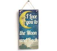 'I Love You to The Moon and Back' Gift for Loved One - Handmade Shabby Chic Wooden Door Sign/Plaque