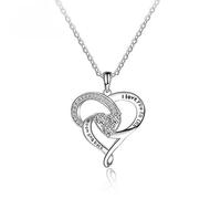 "I Love You To The Moon And Back" Heart Pendant Necklace With Cubic Promise Jewelry Gift