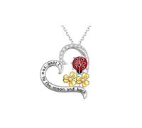 I Love You to the Moon and Back Heart shape Pendant Necklace Cute Butterfly Ladybug Charms Love Necklace for Women, Zinc, No Gemstone