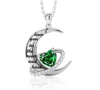 I Love You to The Moon and Back Necklace S925 Sterling Silver Birthstone Necklace Birthday Mother's Day Christmas Gifts for Mom/Grandma/Women/Girl