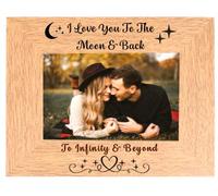 I Love You To The Moon And Back To Infinity And Beyond Landscape 6x4 Wooden Photo Picture Frame Romantic Gifts For Birthday Her Him My Boyfriend Girlfriend