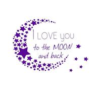 I Love You to The Moon and Back Wall Decal Classic Quote Stars Pattern Moon Vinyl Nursery Home Decor Stickers DIY Wallpaper Large - 58x82cm