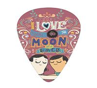 I Love You to The Moon Guitar Picks 12 Pack Universal ABS Guitar Picks,I Love You to The Moon and Back Hand Drawn Quote with a Romantic Couple,for Acoustic and Electric Guitar