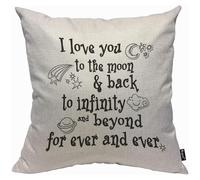 I Love You To The Moon Throw Pillow Covers Star Moon Earth Cloud Spacecraft Sweet Quote on White Background Pillow Case