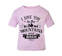 I Love You to The Mountains and Back (Romantic Adventure Quotes for Couples, Anniversary) Short Sleeve Cotton Toddler t Shirt, 1-2 Years, Pastel Pink