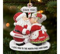 I Love You To The North Pole And Back,Personalized Santa Couple Christmas Ornament with Name,Custom Couple Growing Old Together Ornaments Xmas Tree Decor,Husband Wife Boyfriend Girlfriend Gift