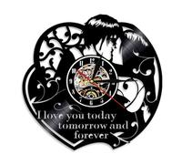 I Love You Today Tomorrow and Forever Valentine's Day Wall Clock Motivational Inspirational Quotes Home Decor Vinyl Record Clock Without LED