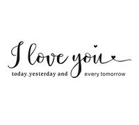 I Love You Wall Decals Peel and Stick, I Love You Today Yesterday and Every Tomorrow Wall Sticker, Removable Vinyl Wall Decals Quotes, Romantic Love Quote Wall Decor Art Saying Words