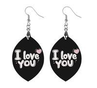 I Love You Women's Wooden Earring Apricot Shaped Dangle Earrings Pendant Jewelry
