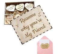 I Love You Wooden Cards, Wooden Sentimental Card Box | 10 Reasons Why You Are My Friend in Sentimental Box, Wooden Cards, 10-Piece Set, Daily Affirmations for Birthday, Valentine's Day, Hoc