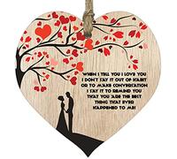 I Love You Wooden Heart Plaque, Light Wood Sign, Anniversary or Valentines Gifts for Her Him, Gifts for Boyfriend Girlfriend, Wedding Day Keepsake, Love Gifts or i Miss You - Made in The UK By Stuff4