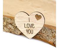 I Love You Wooden Heart Token Little Pocket Hug Miss You Note Hardwood Gift for Someone You Love Thinking Of You Keepsake No Hole. (5)